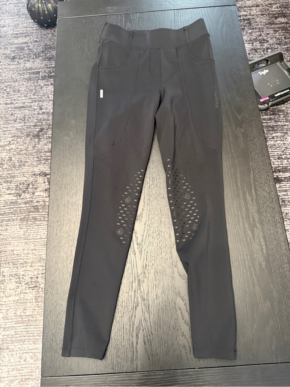 Equestrian Stockholm Black Knee Grip Riding Breeches